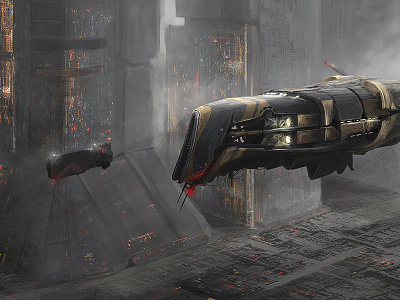landing city environment art illustration poland sci fi sci fi spaceship