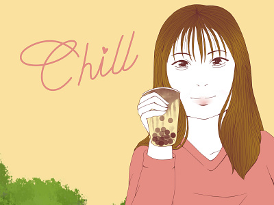 Chill & Boba anime boba boba tea chill design human illustration paint tool sai visualization woman woman illustration