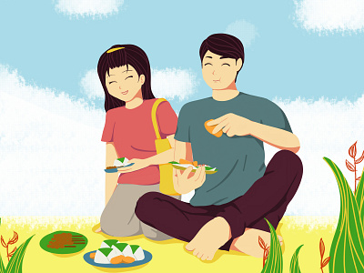 Angkringan angkringan eat food human illustration paint tool sai picnic visualization woman woman illustration yogyakarta