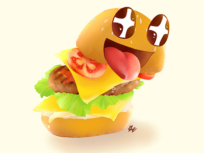 Hamburger anime burger cartoon cartoon illustration drawing food food illustration hamburger illustration paint tool sai visualization