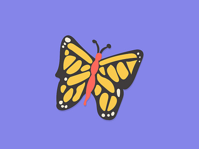 Asymmetric Butterfly design flat illustration sketching vector