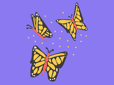 Asymmetric Butterflies #3 flat illustration sketching vector