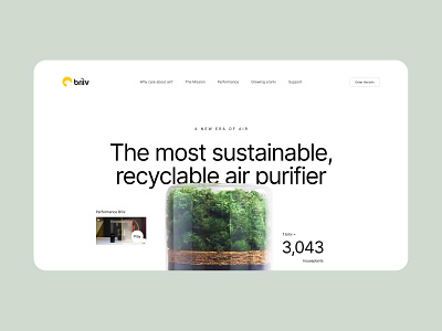 Briiv air purifier Website redesign air animation briiv design green inter intуrface minimalism startup typography ui ux uk web web design website