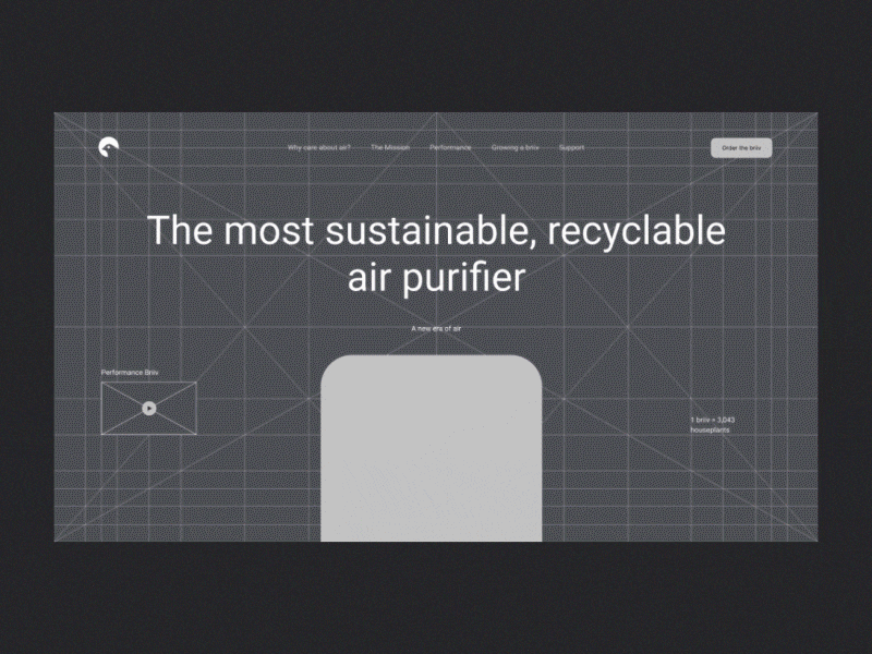 Briiv air purifier Website redesign animation briiv design device gold canon gold canon grid grid inter product design prototype purpose redesign transformation website wireframe