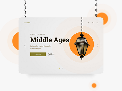 Design concept for a site selling medieval-style lamps