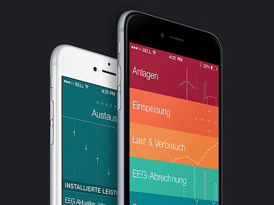 Data App animation app charts data energy flow interface design ios iphone pie ui ux