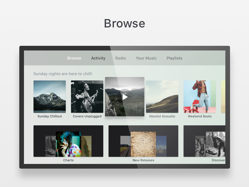 Spotify – Apple TV II apple apple tv concept design ios music os play sketch spotify tv tvos