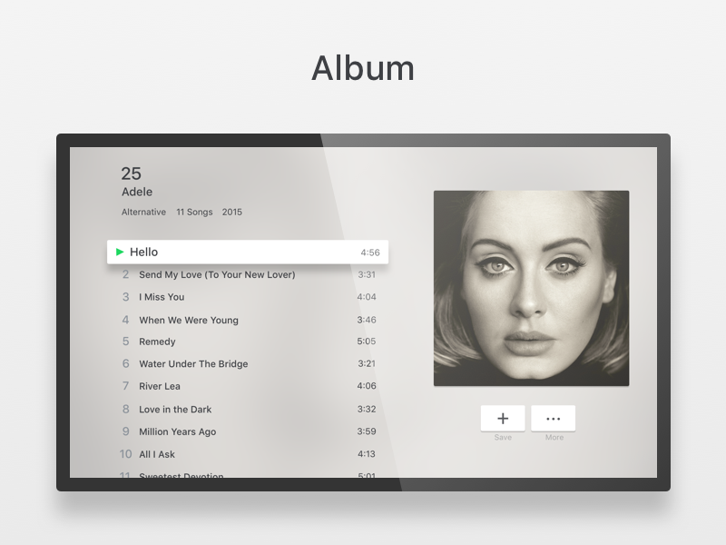 Spotify – Apple TV IV apple apple tv concept design ios music os sketch spotify tv tvos