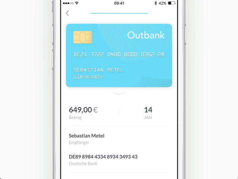 Payment animation banking drag finance fintech ios iphone money payment sketch slide ux