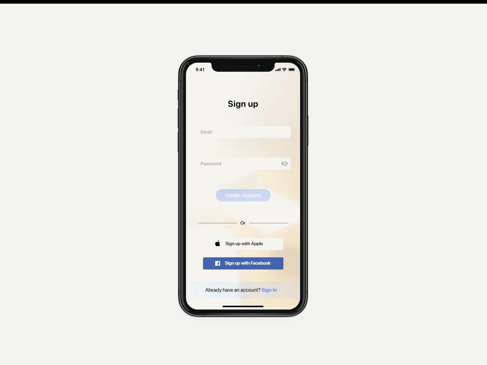 Signup flow app clean design error error message interaction minimal mobile signup signup screen ui ux