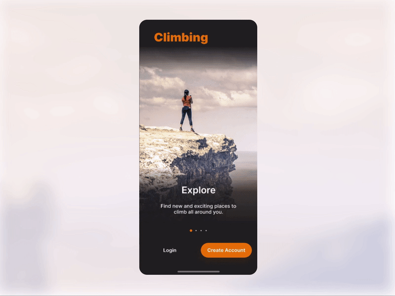 Simple Onboarding Animation animation app app design clean climb design explore mobile onboarding onboarding flow onboarding screen onboarding ui travel ui ux