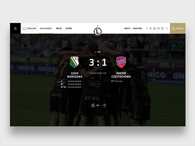 Legia Warsaw Website - Match Center aftereffects football football club gameday match matchcenter motion motiongraphics soccer sports website