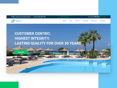 Pool Landing Page design designs explore homepage landing page landing page ui love pools ui ux web design