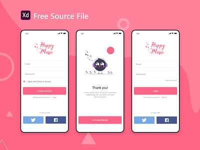 Login/Sign up screen for Mobile App Freebies app app design clean design download dribbble freebie ios kit login mobile mobile app mobile app design music signin signup ui uikit uikits