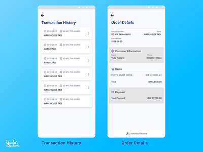 Mobile Apps - MR HSR - Screen for Transcation History and Order