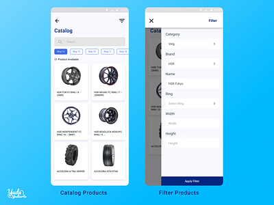 Mobile Apps - MR HSR - UI Design Catalog and Filter Products android automotive branding catalog design filter graphic design iconapps iphone logo mobile app design mobile apps ring uidesign webdesigm wheels
