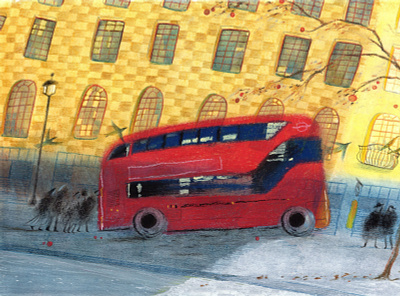 London bus in September bus city color colorful colorpencil colour colourful colourpencil cozy handpainted handpainting london mixed media mixedmedia painting red yellow