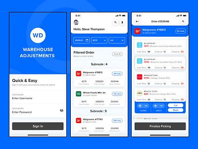 Inventory Warehouse Adjustment App design graphic design ios app login mobile app design signup ui ux