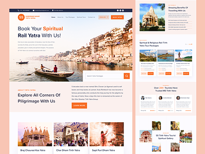 Spiritual Trip Booking Website about us booking design explore figma indian langing page login photoshop piligrimage rail religious search spiritual travel travel agency trips web design website yatra