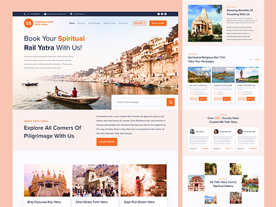 Spiritual Trip Booking Website about us booking design explore figma indian langing page login photoshop piligrimage rail religious search spiritual travel travel agency trips web design website yatra