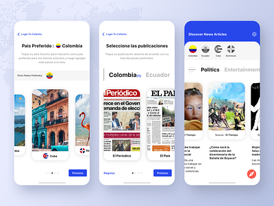 Latin News Feed App america apple articles carousel category country design flag interest ios app language latinamerica mobile app design news feed newsfeed newspaper slider spanish ui ux