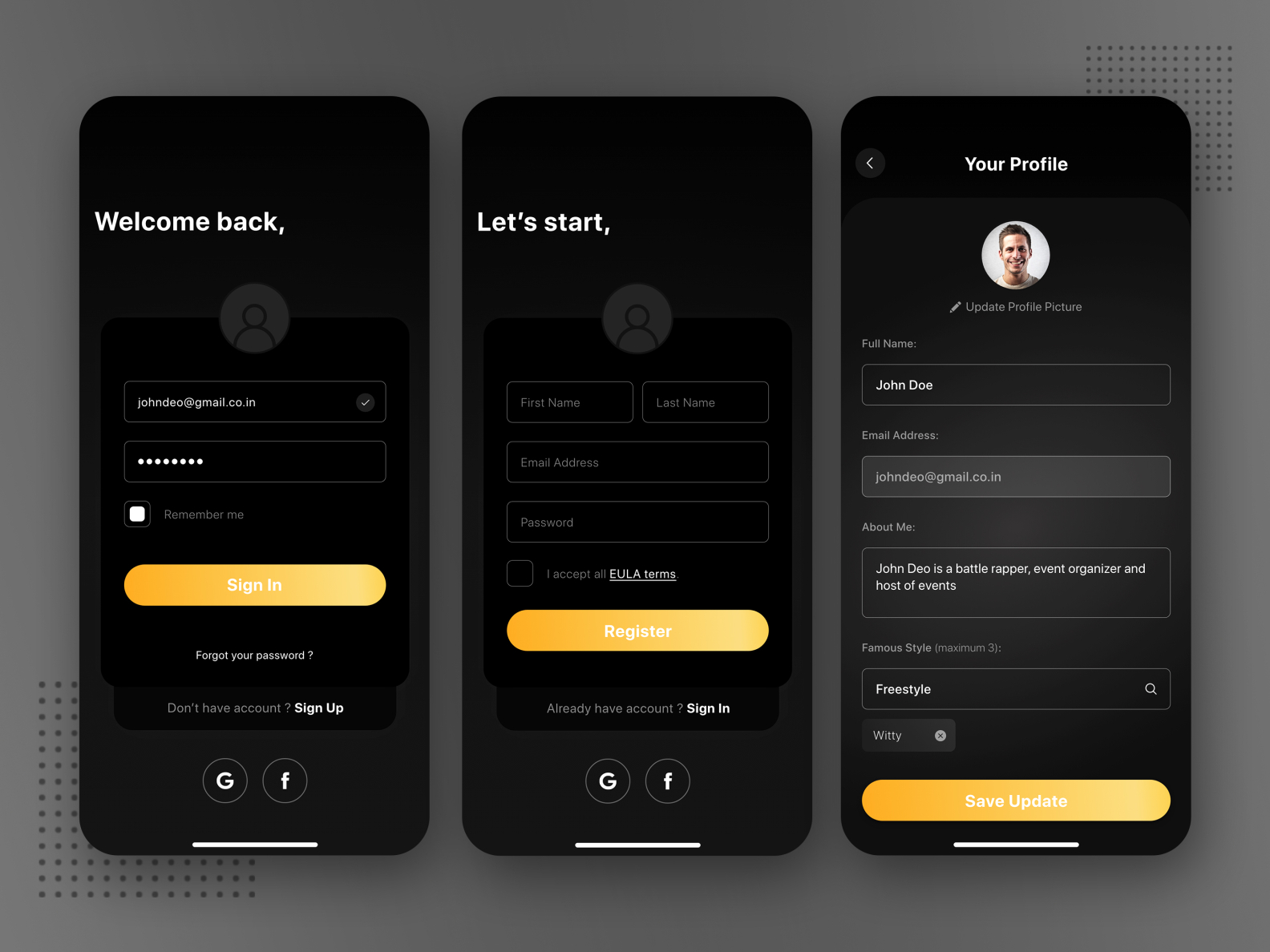 Dark Mode - Account Setup by Surbhi Bhandari on Dribbble