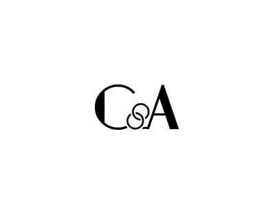 C & A logo typography wedding window treatment jnl