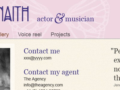 actor & musician ampersand arial georgia rivanna pro typography website