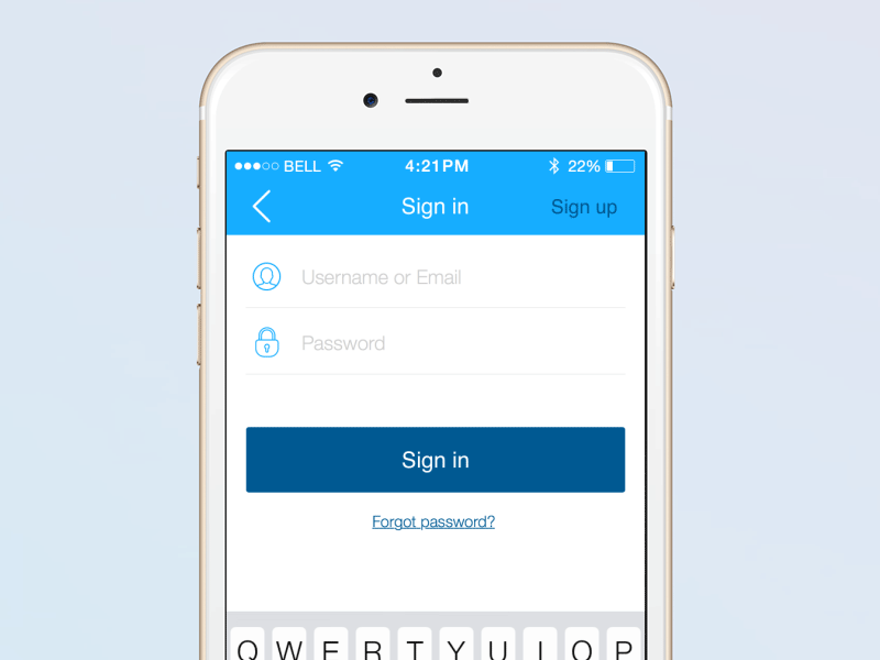 Sign Up ae animation gif in ios iphone sign sketch up