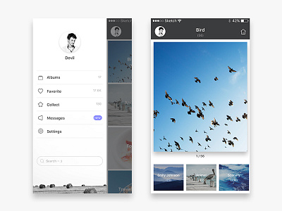 Sidebar & Album album app flat ios iphone sidebar sketch ui