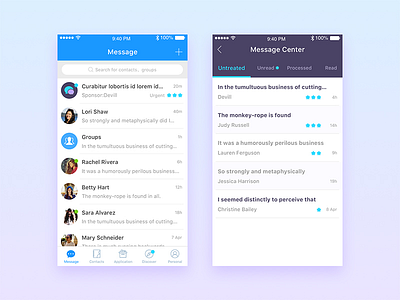 Message center app center flat ios iphone message sketch ui