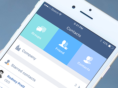 Contacts app contacts flat friend groups ios sketch ui