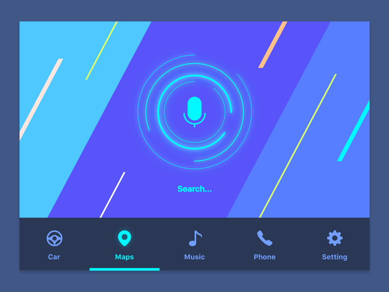 Car Navigation animation car design navigation search sketch ui ux voice