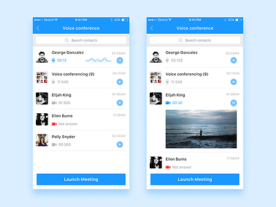 Voice Conference conference design flat ios sketch ui video voice
