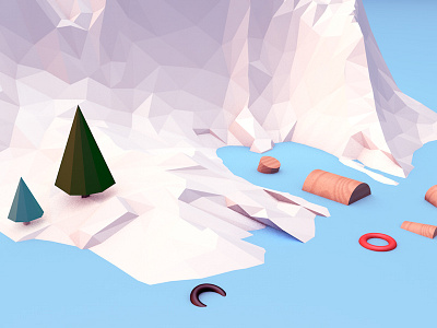 The island 3d c4d low poly ui