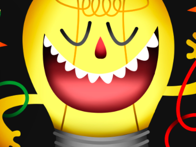 Mr. Lightheadedness festival green light bulb red yellow
