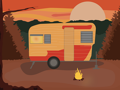 Summer camp in the woods design illustration illustrator
