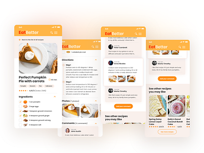 Mobile app with recipes for cakes - recipe view app design graphic design ui ux