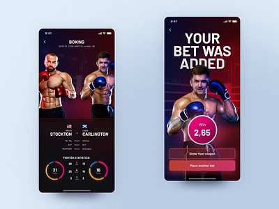 Boxing betting app - animation animation app bet betting boxing design fight graphic design martial arts mma mobile mobile app motion graphics poland sport sports ui ux