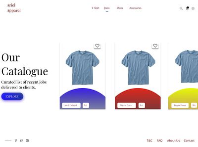 Landing Page concept for an Apparel Shop design ui web