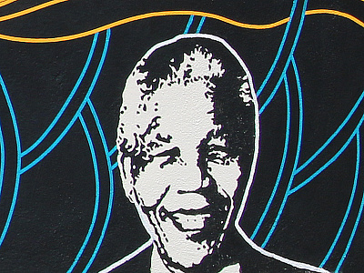 Black Liberation Mural - Detail 4 - Nelson Mandela black black liberation liberation lines mandela mural nelson nelson mandela paint