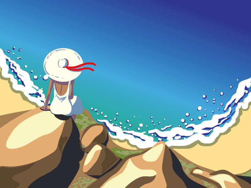 Girl, sea, seagulls animated gif animation coast girl sea seagulls summer surf