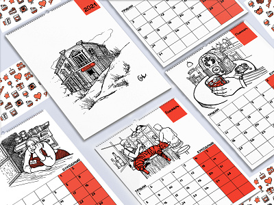 2021 calendar "Bars, pubs and coffee houses" 2021 2021 calendar bar calendar coffee house design illustration pub