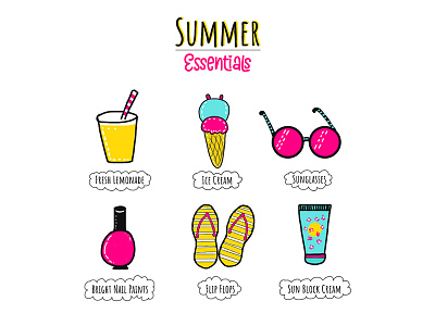 Summer Essentials All Women Need 🔆 dribbble icons illustrator love summer