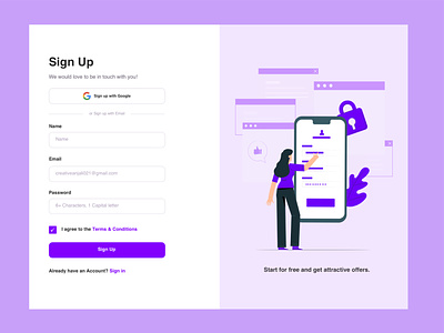 Sign Up Page! dribbble signup ui