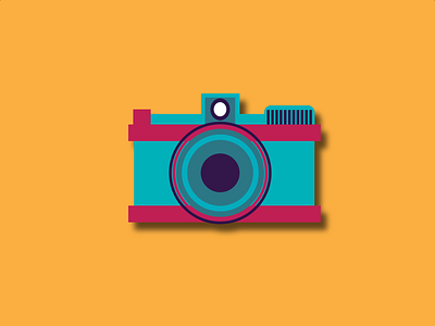 Camera - illustration camera old camera dribbble green illustrator photography pink red redesign vector yellow