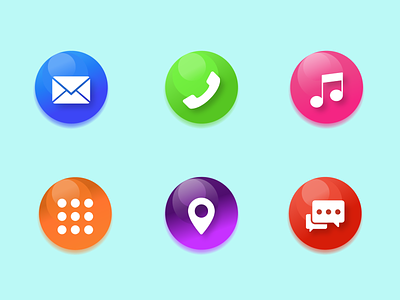 Vector icons! blue chat dribbble green illustrator map message music navigation phone pink red vector