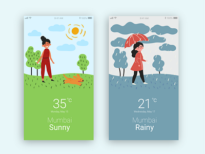 Weather App - UI app ui dribbble illustration interface love mobile mobile app design rainy sunny wether