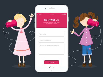 Contact us- UI contact contact form contact us girls phone ui vector