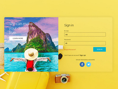 Sign up page signup travel ui uiux yellow